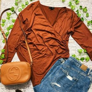 Forever 21 Plus Size Rust Color Deep V Bodysuit